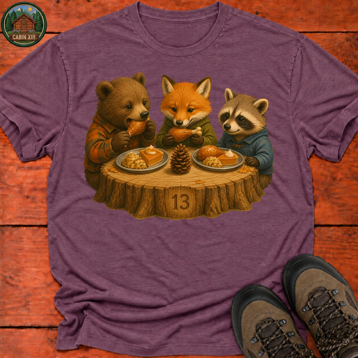 Kids Table Thanksgiving T-Shirt — Heather Maroon