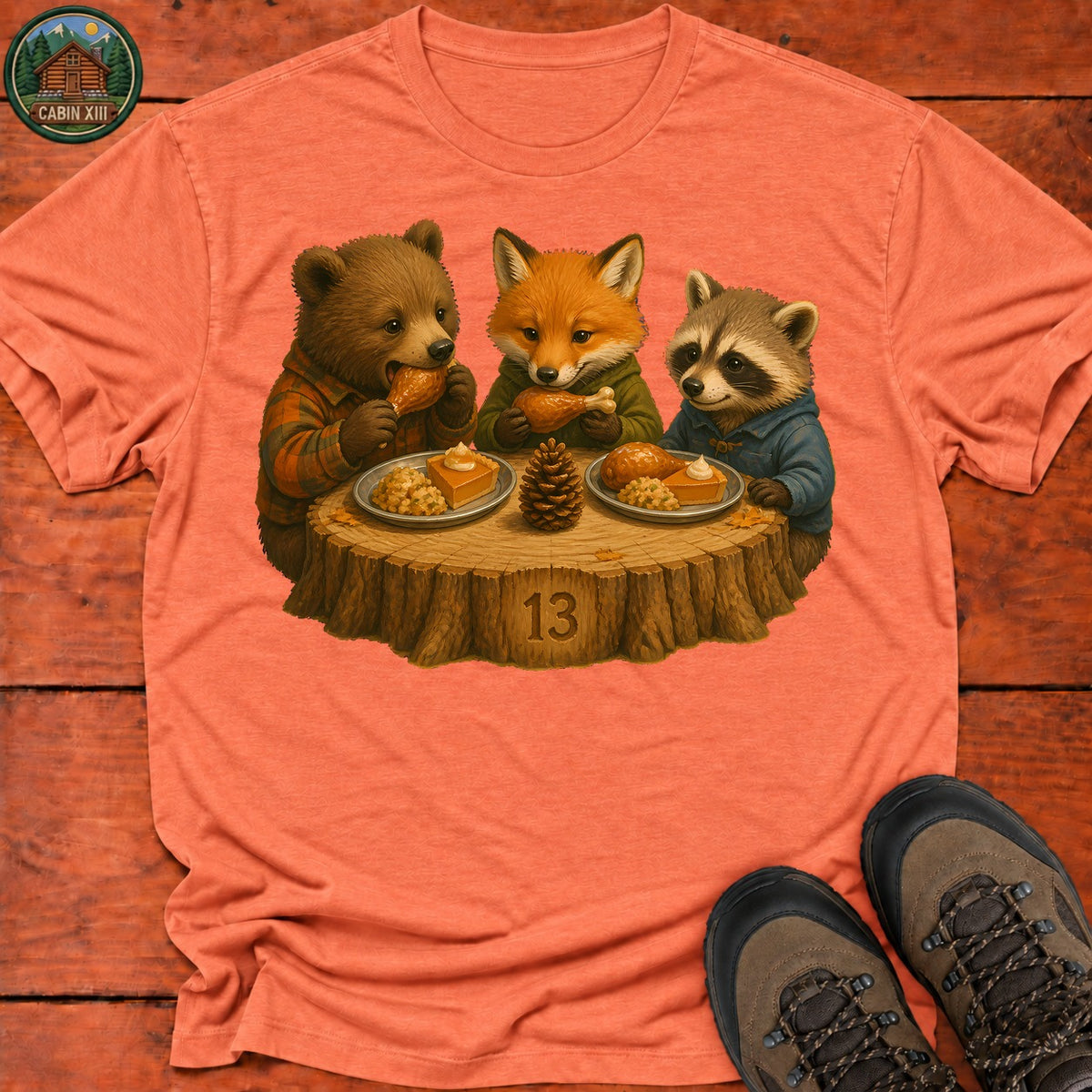 Kids Table Thanksgiving T-Shirt — Heather Orange