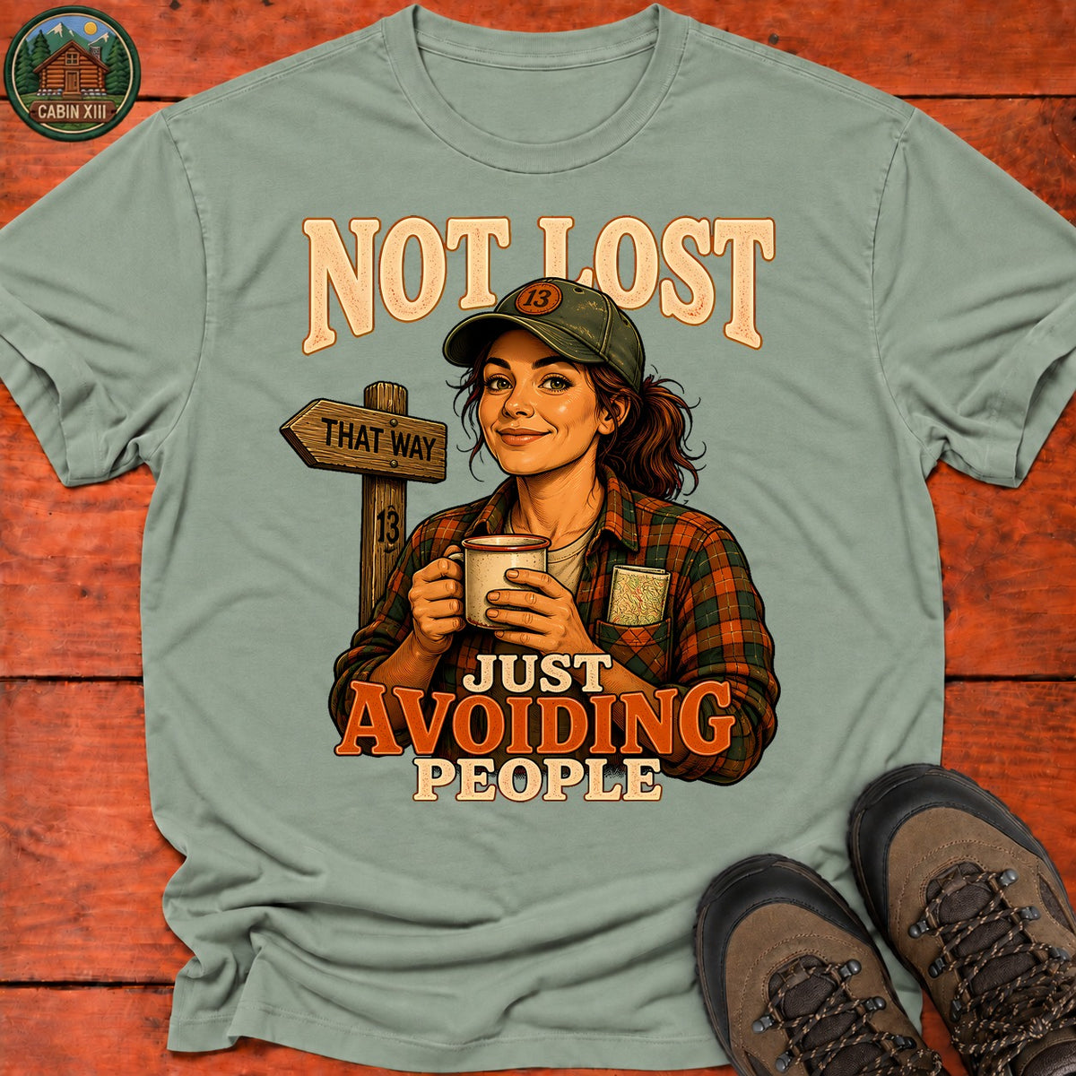 Avoiding People T-Shirt — Sage