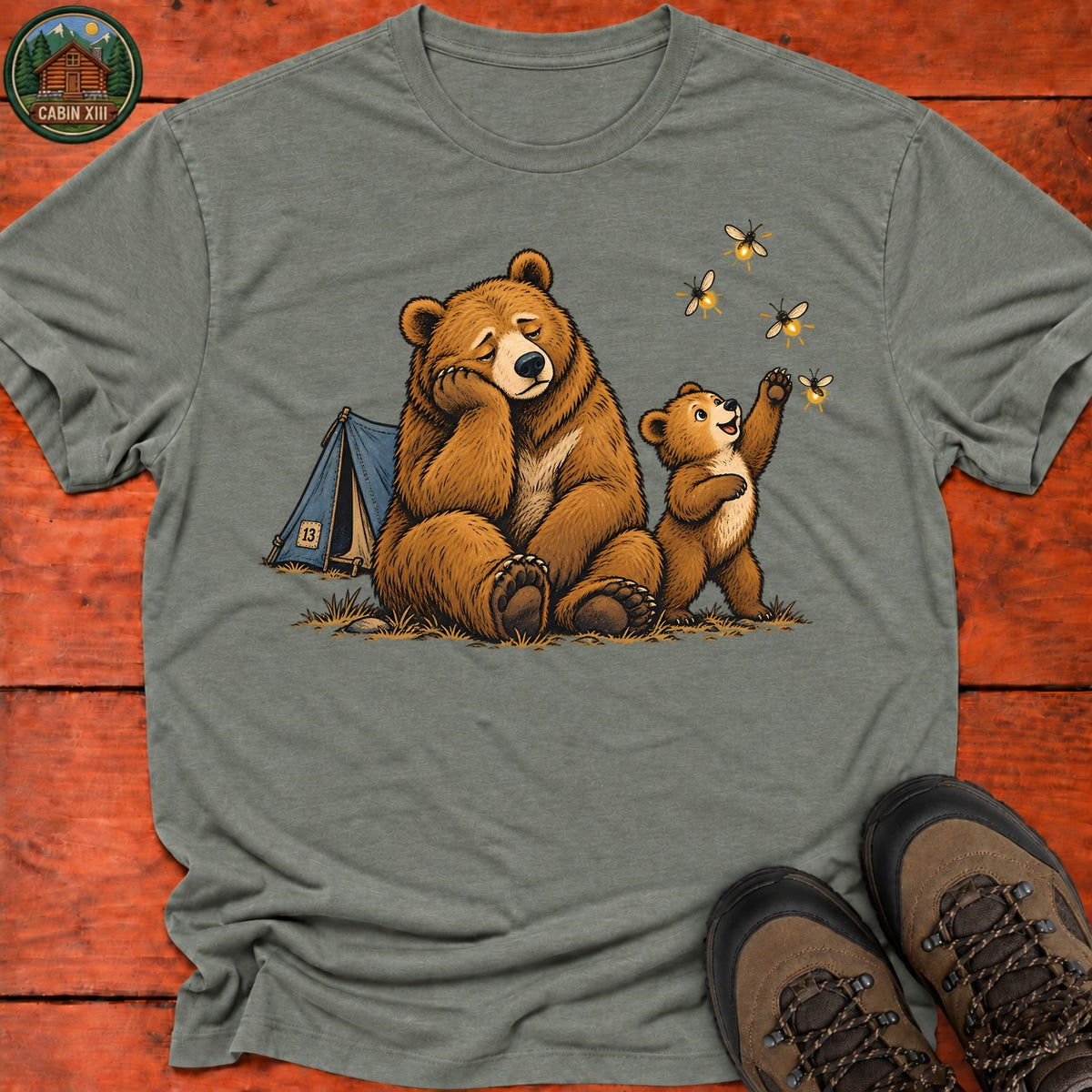 Bedtime Fireflies T-Shirt — Heather Military Green