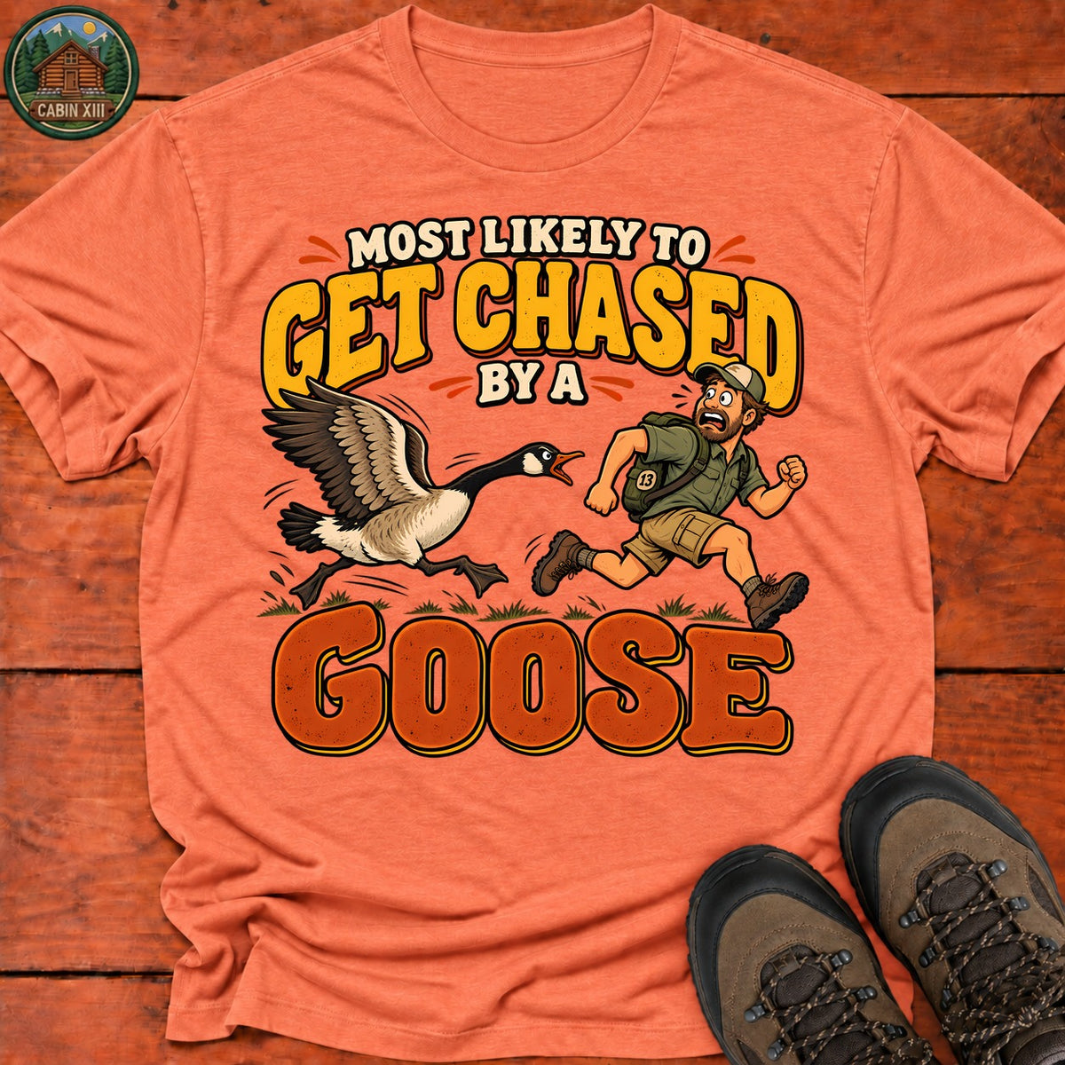 Chased By A Goose T-Shirt — Heather Orange