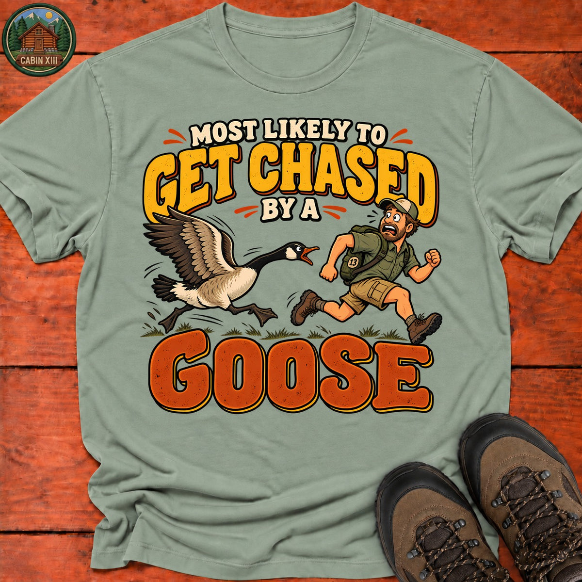Chased By A Goose T-Shirt — Sage