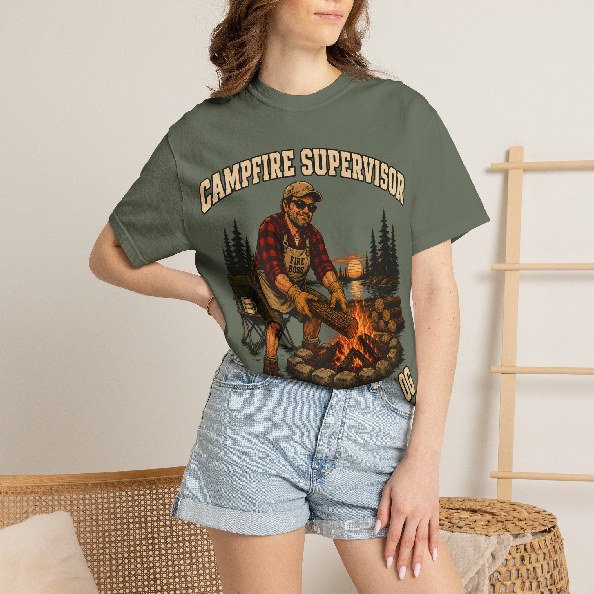 Campfire Supervisor Add Another Log — Funny Camping Dad Tee