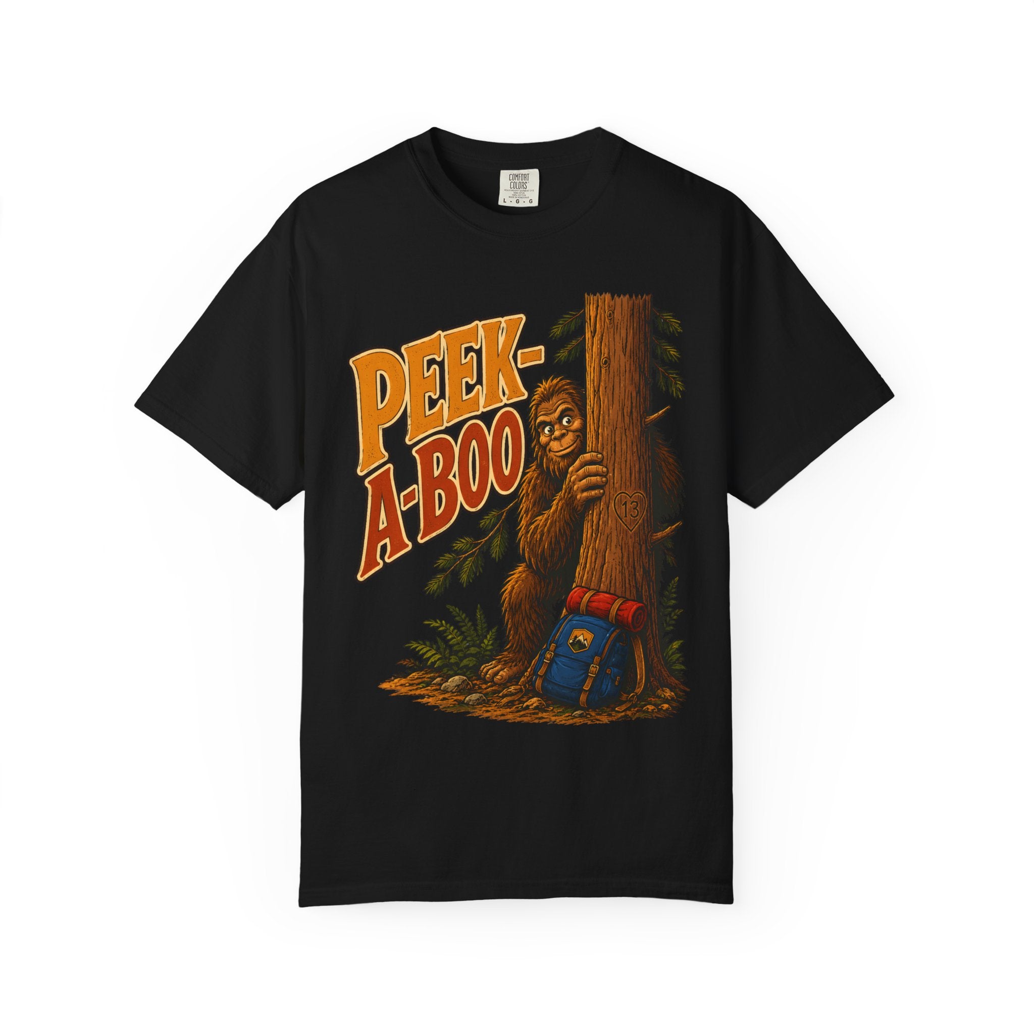 Peek-A-Boo Bigfoot — Funny Sasquatch Hiking Camping Tee