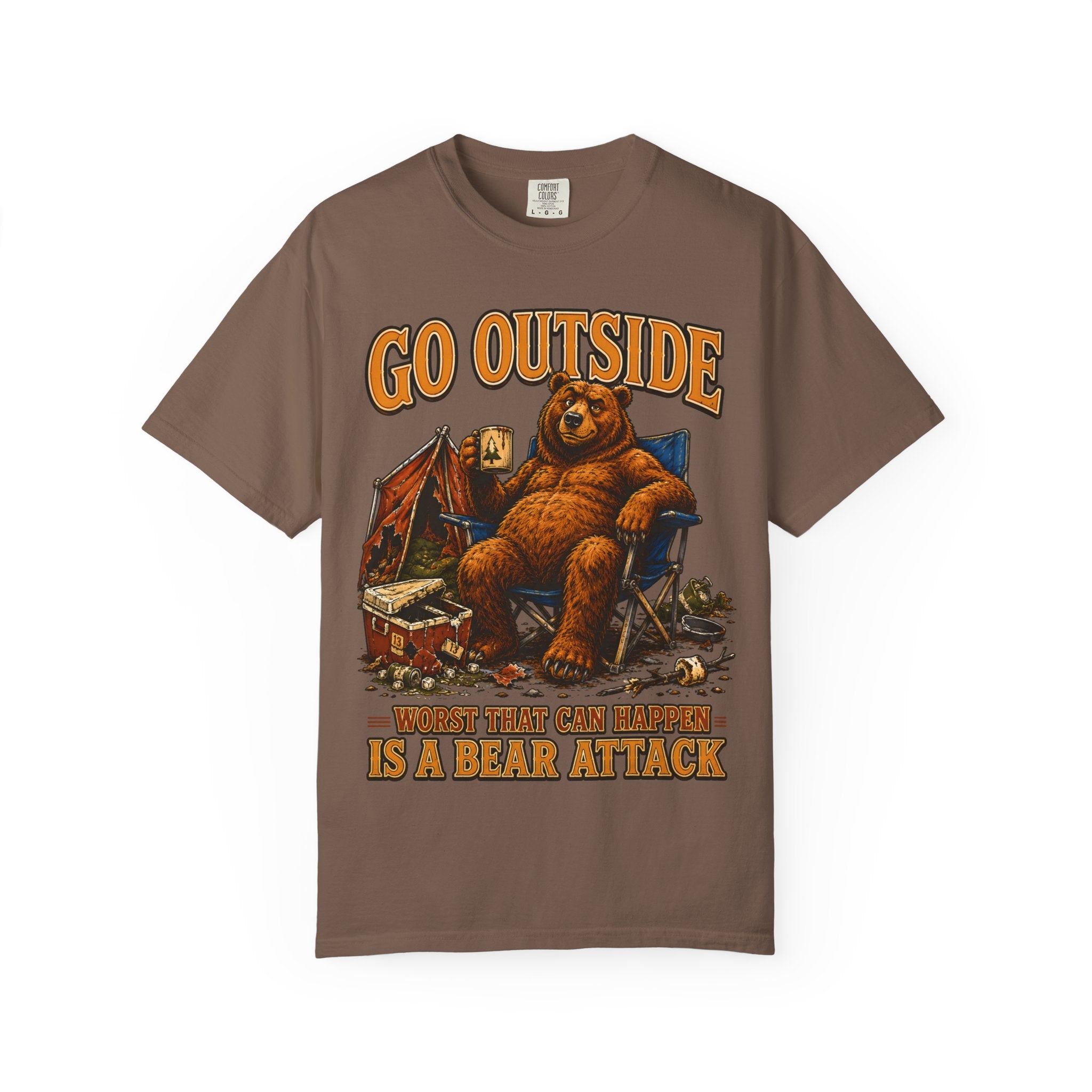 Go Outside Worst That Can Happen Is A Bear Attack Camp Tee