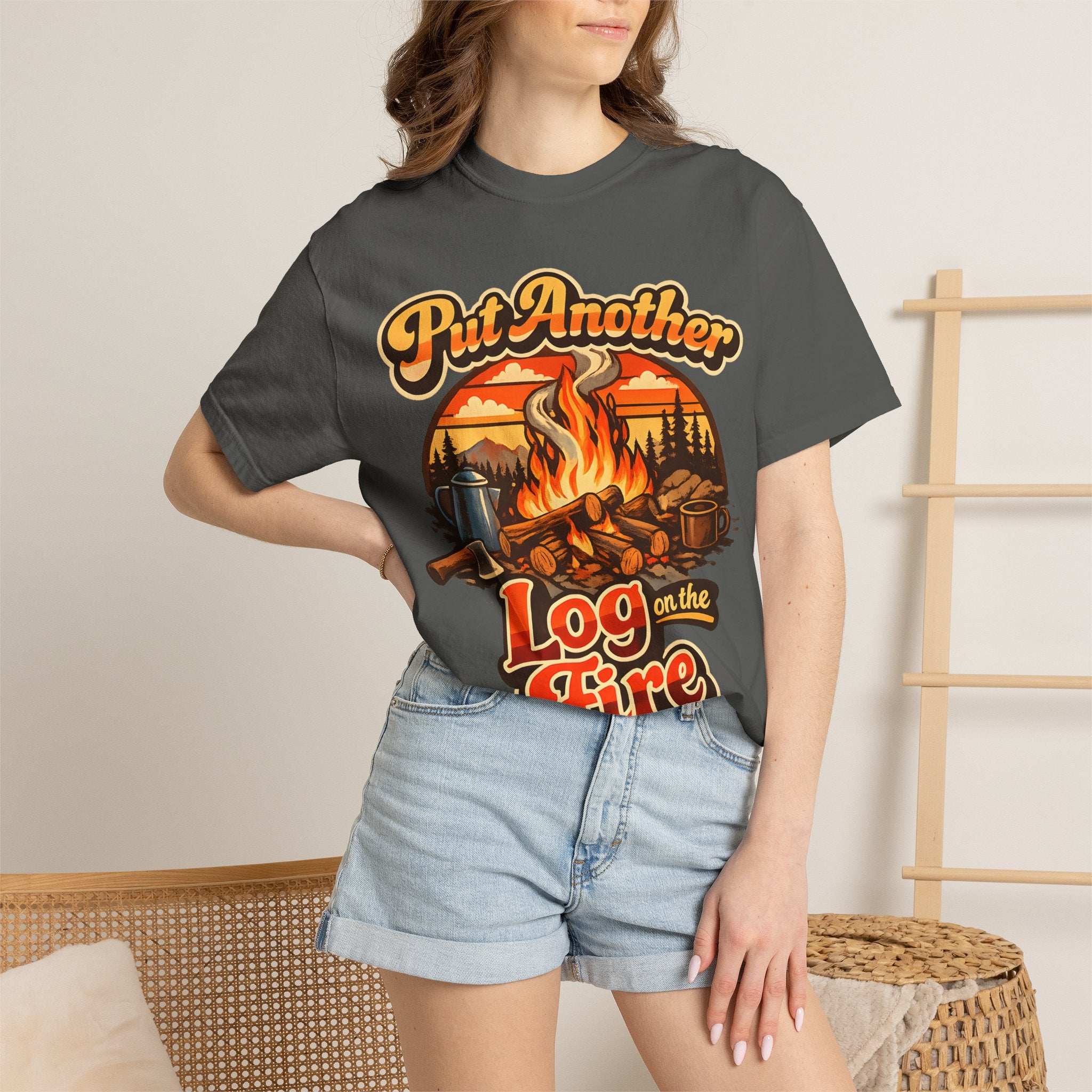 Put Another Log on the Fire — Retro Campfire Tee