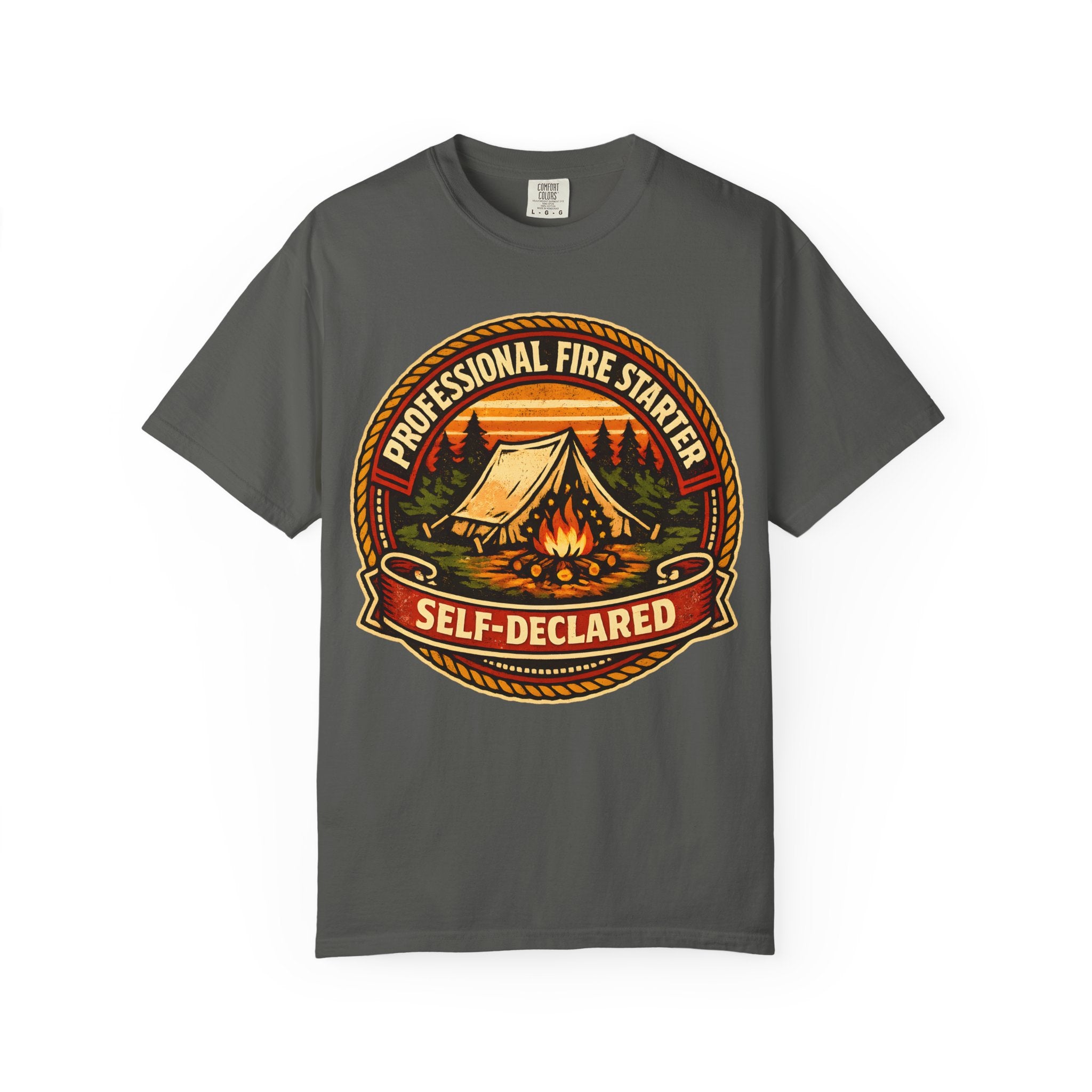 Professional Fire Starter Self-Declared — Funny Camping Tee