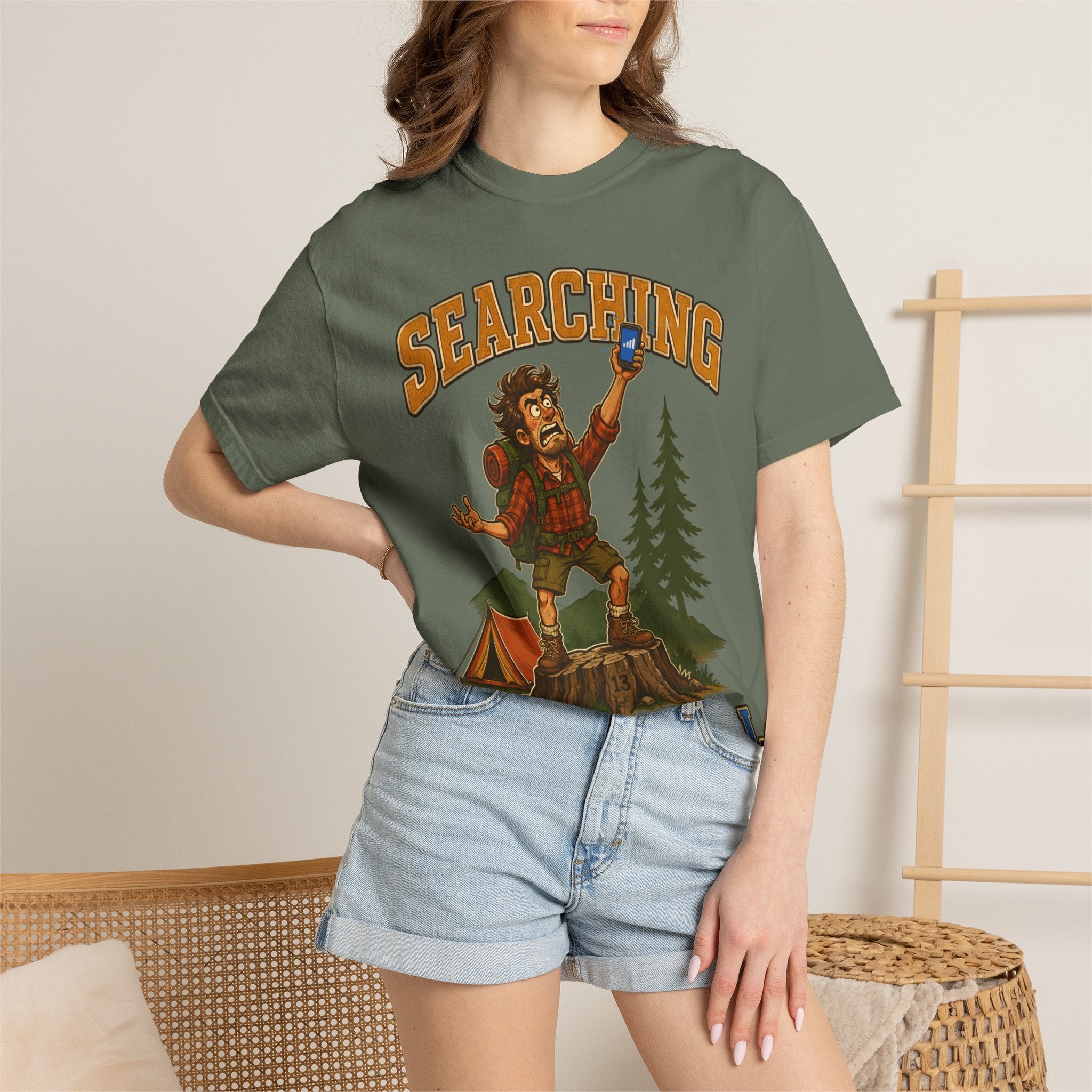 Searching for Signal — Funny Camping No Cell Service Tee