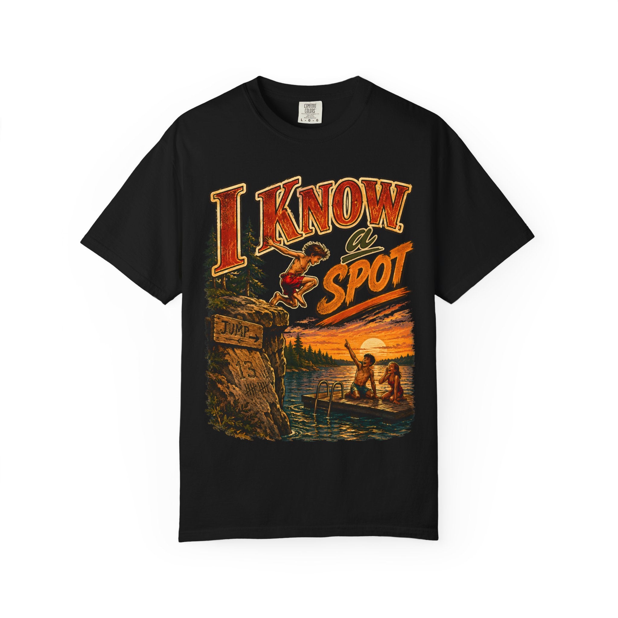 I Know a Spot — Vintage Lake Jumping Summer Camping Tee