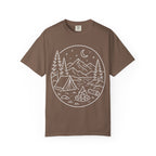 Mountain Campsite Night Scene Shirt — Cream Ink Camping Tee