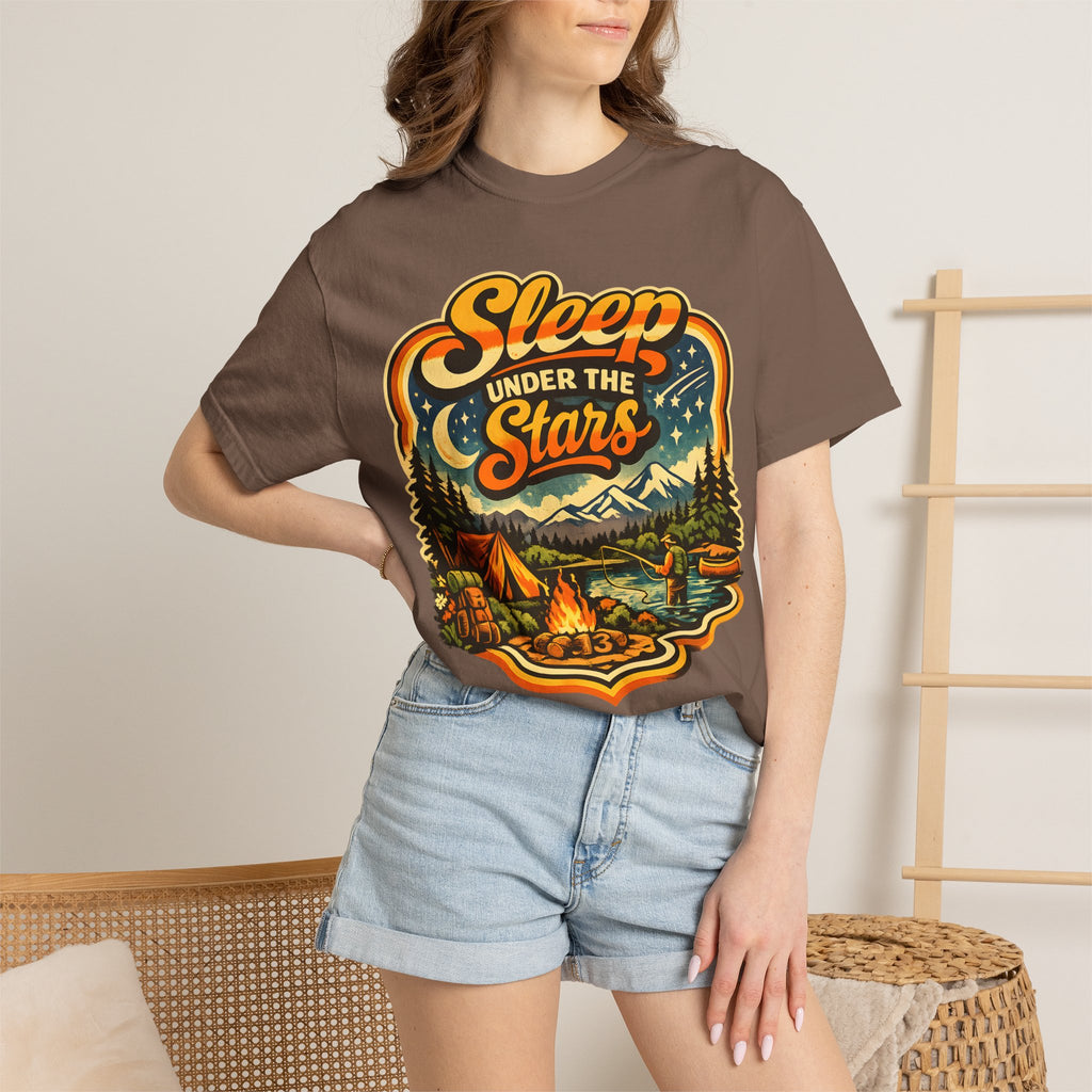 Sleep Under the Stars — Retro Camping and Fishing Tee