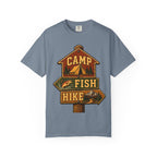 Camp Fish Hike — Vintage Trailhead Sign Outdoor Tee