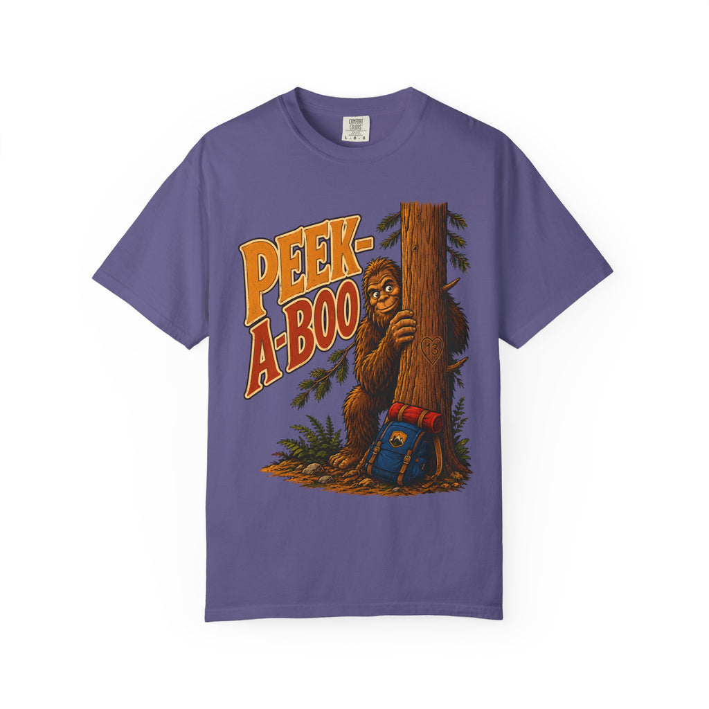 Peek-A-Boo Bigfoot — Funny Sasquatch Hiking Camping Tee