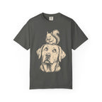 Dog and Squirrel — Vintage Sketch Outdoor Dog Tee
