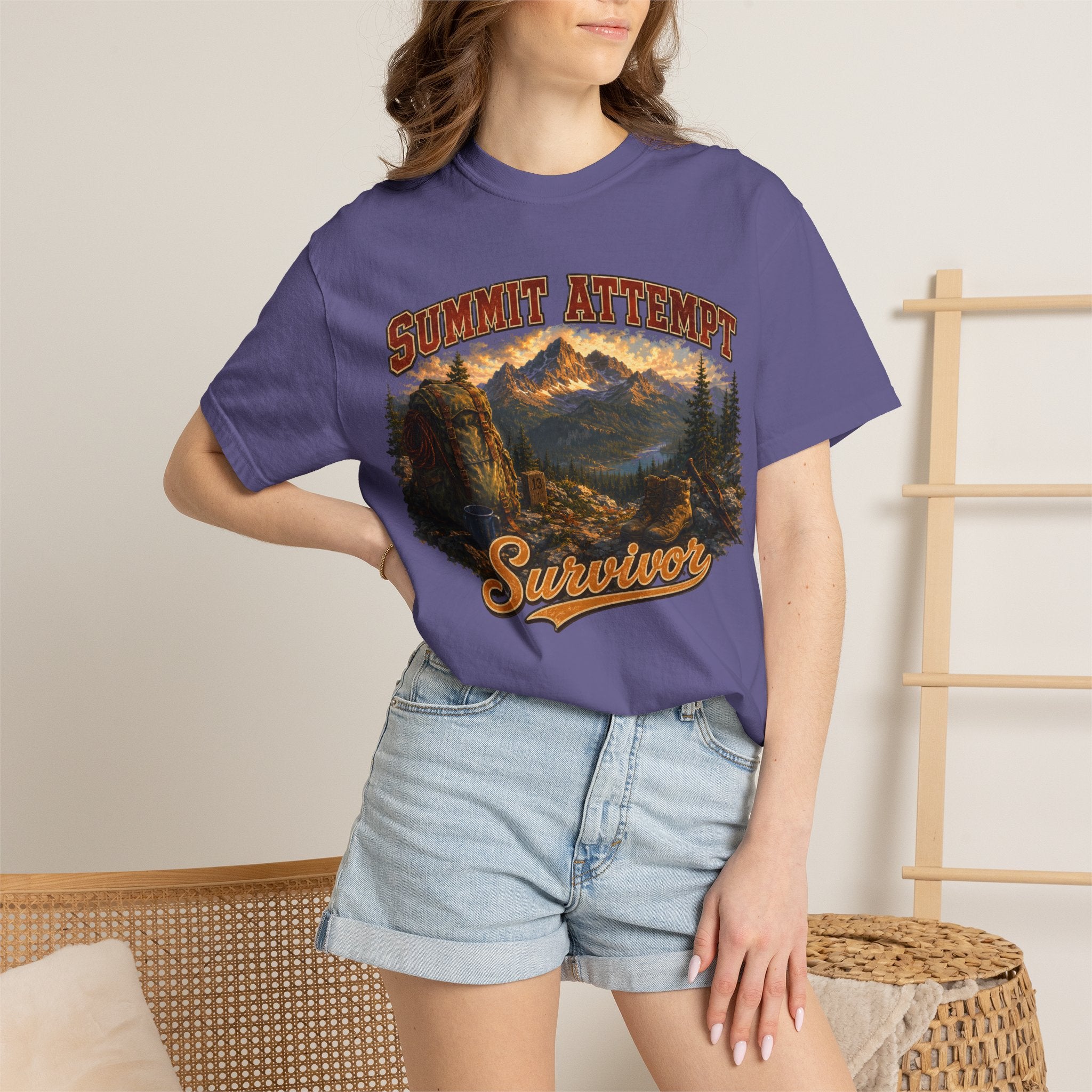Summit Attempt Survivor Mostly Voluntary — Funny Hiking Tee