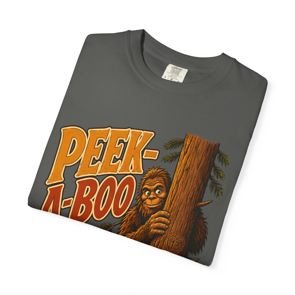 Peek-A-Boo Bigfoot — Funny Sasquatch Hiking Camping Tee