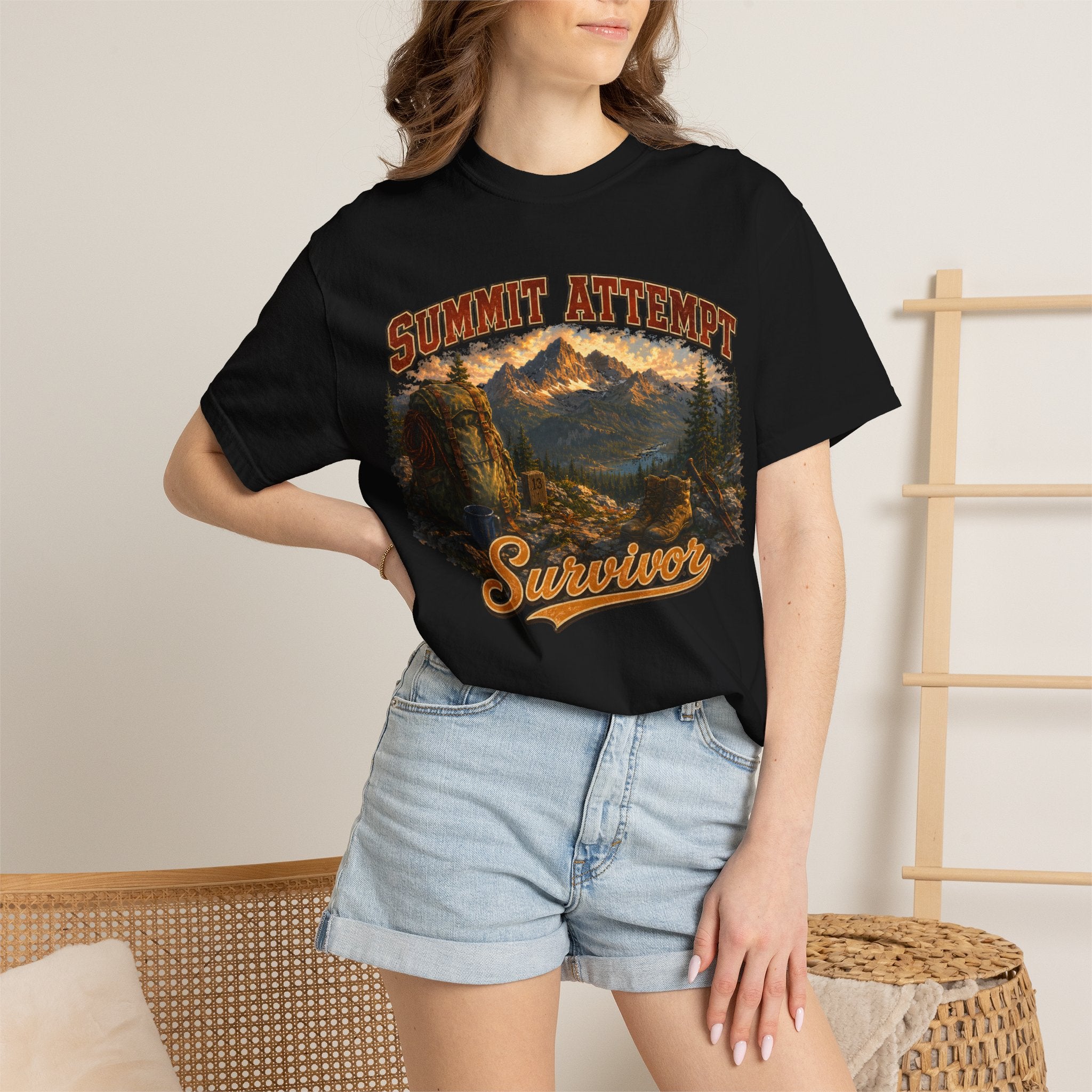 Summit Attempt Survivor Mostly Voluntary — Funny Hiking Tee