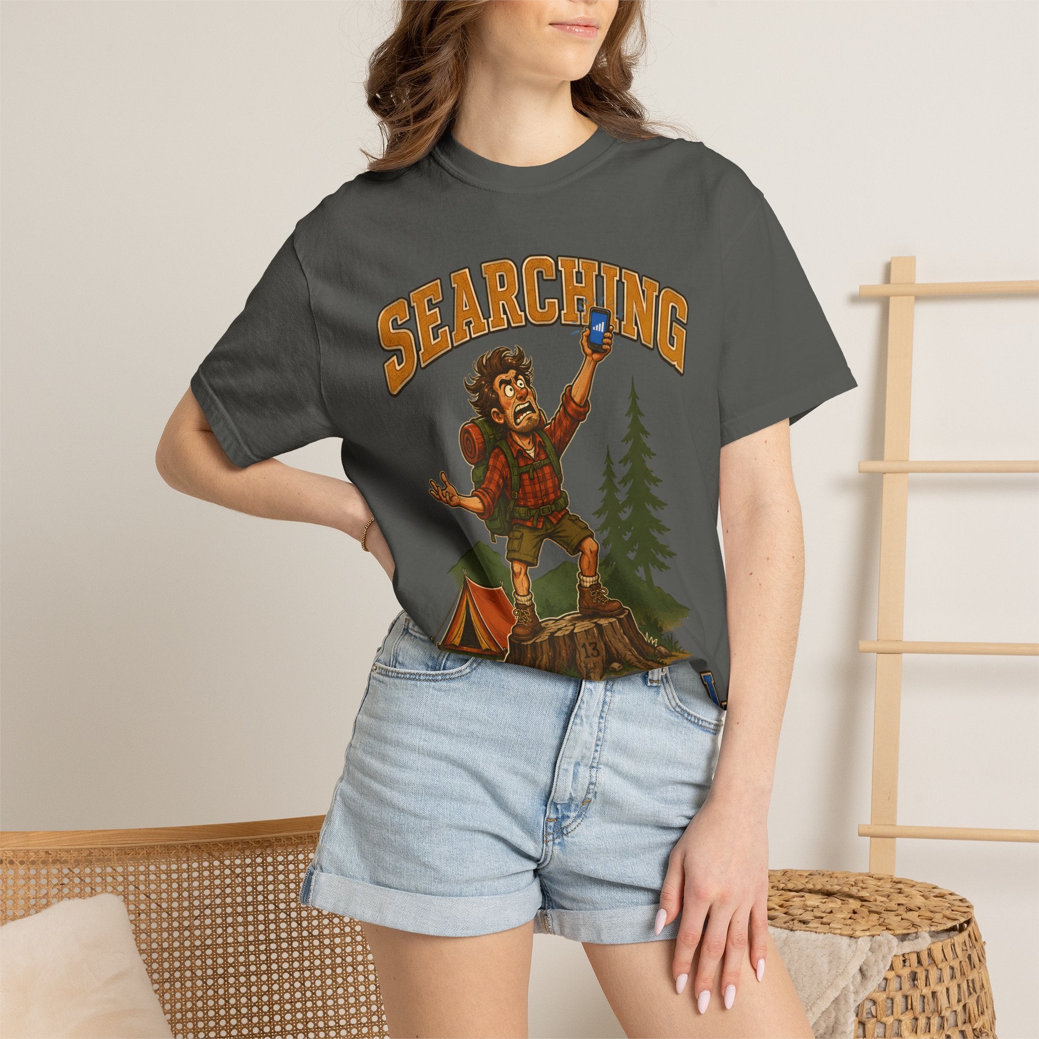 Searching for Signal — Funny Camping No Cell Service Tee
