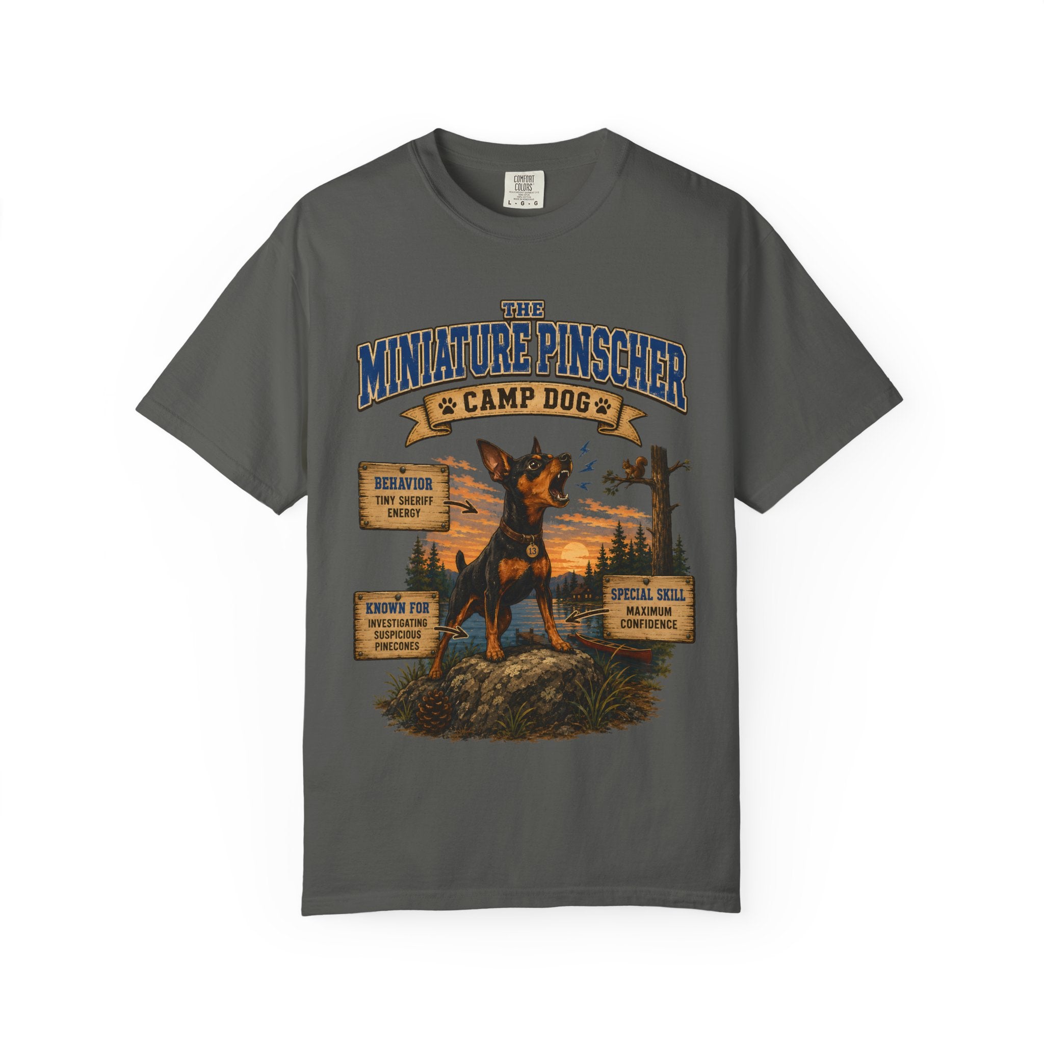 Miniature Pinscher Camp Dog - Tiny Sheriff Energy Tee
