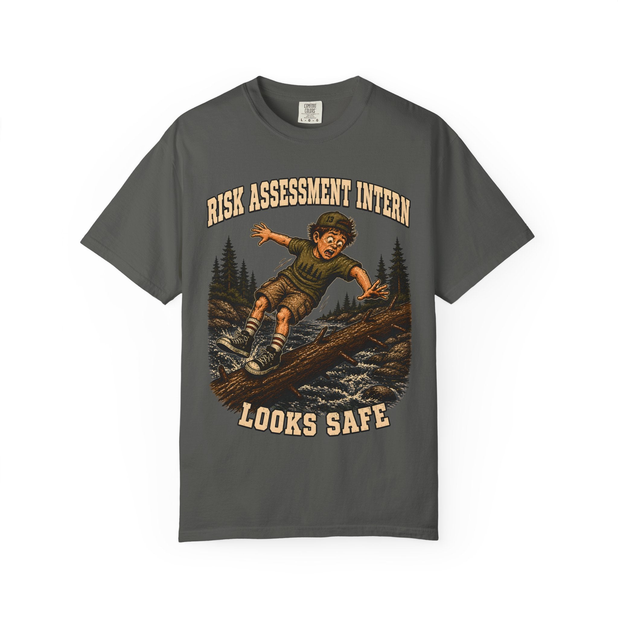 Risk Assessment Intern Looks Safe — Funny Camping Humor Tee