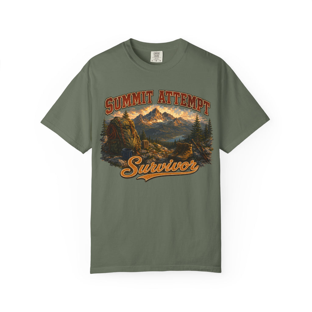 Summit Attempt Survivor Mostly Voluntary — Funny Hiking Tee