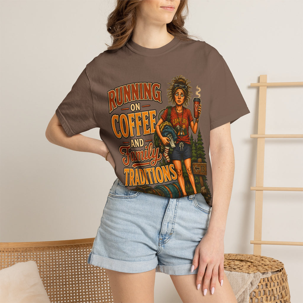 Running on Coffee and Family Traditions — Camping Humor Tee