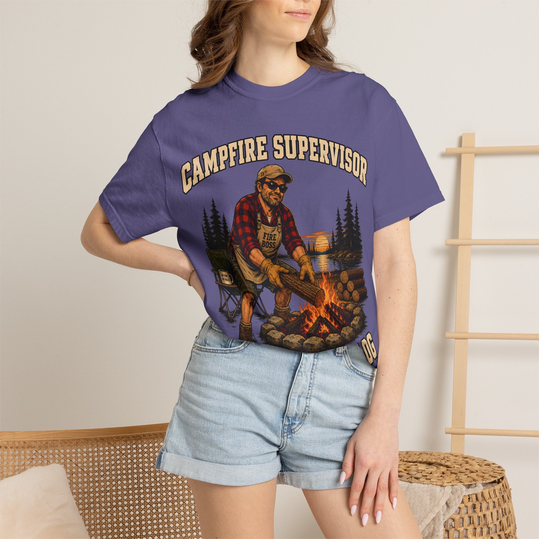 Campfire Supervisor Add Another Log — Funny Camping Dad Tee