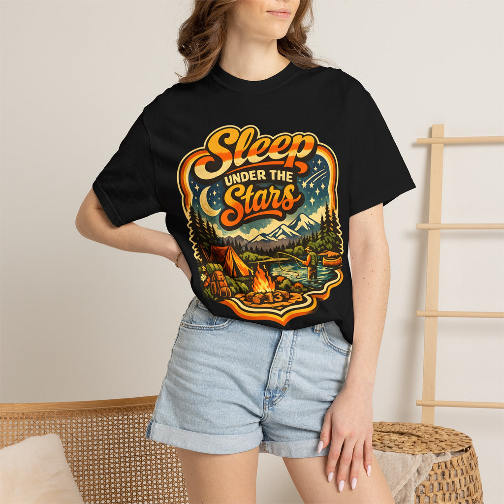 Sleep Under the Stars — Retro Camping and Fishing Tee