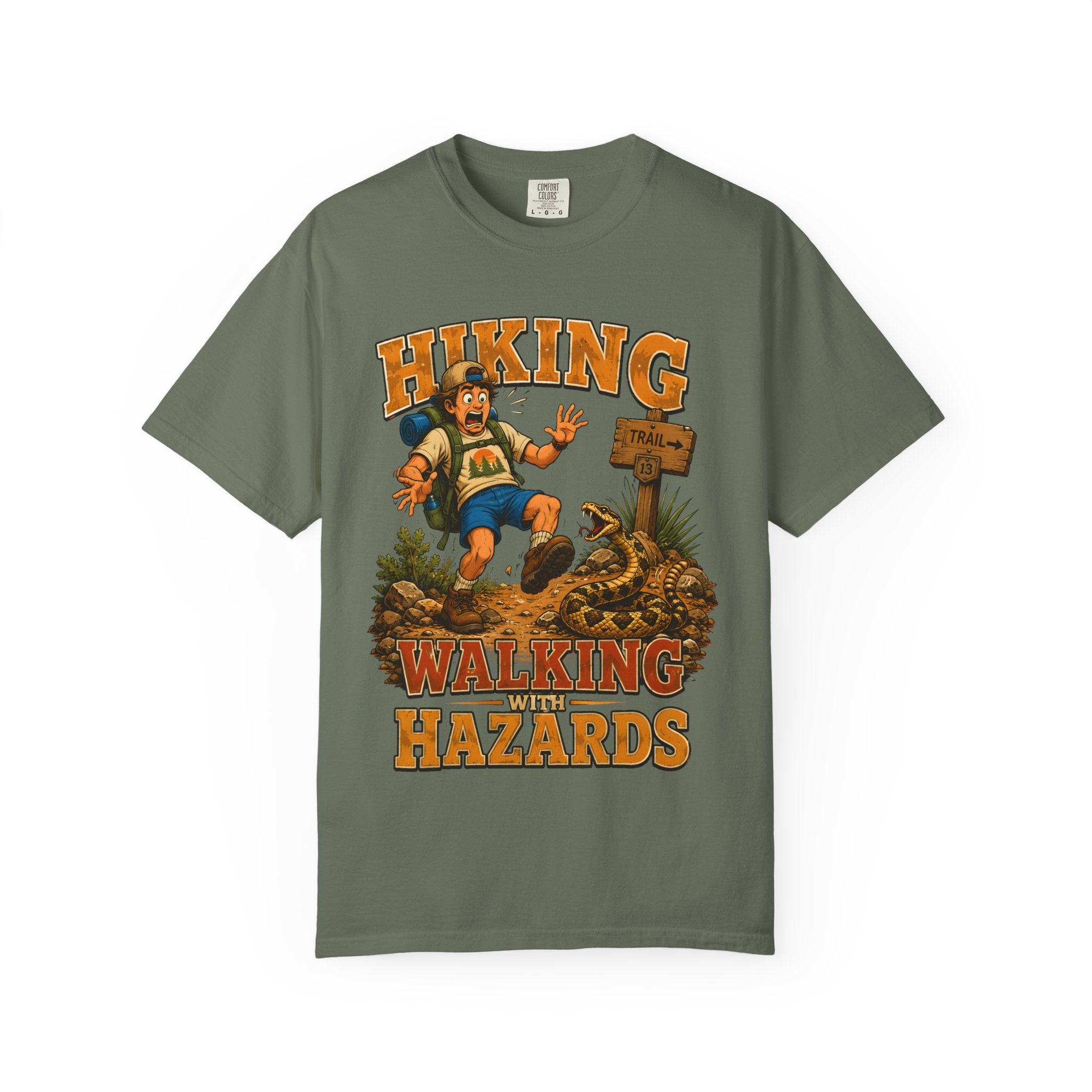 Hiking Walking With Hazards — Funny Rattlesnake Trail Tee