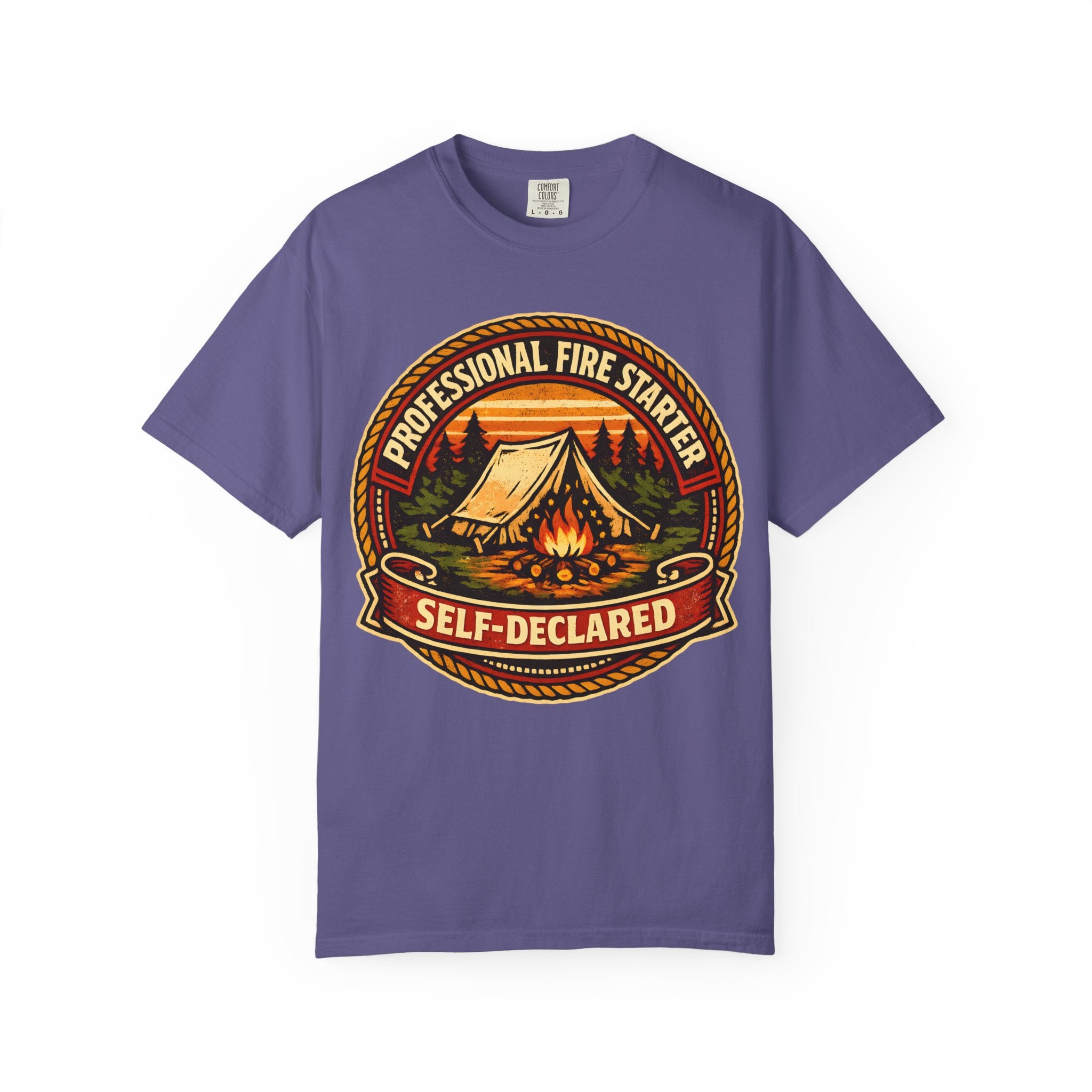 Professional Fire Starter Self-Declared — Funny Camping Tee