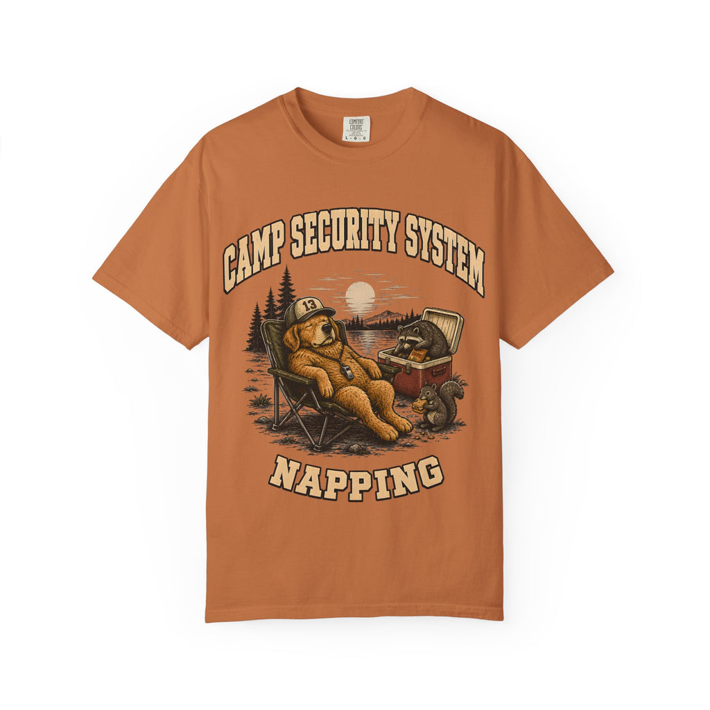 Camp Security System Napping — Funny Camping Dog Tee