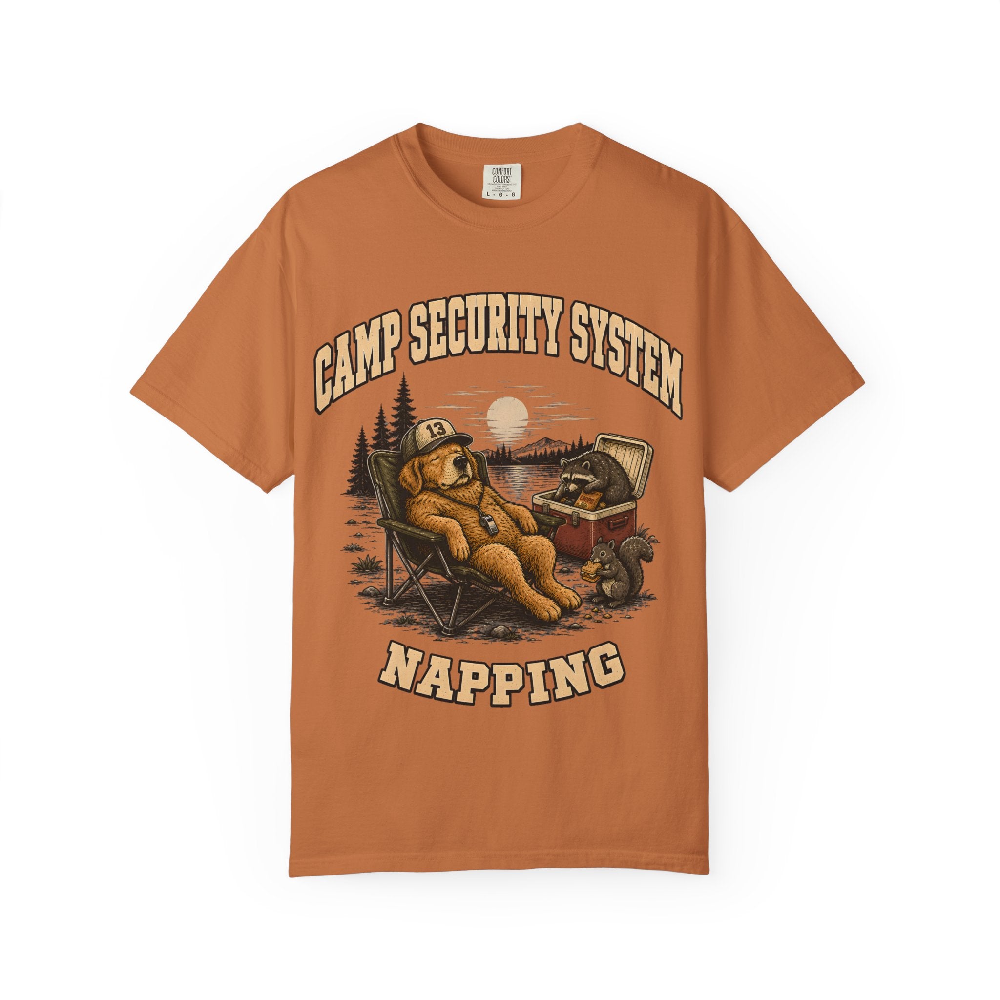 Camp Security System Napping — Funny Camping Dog Tee