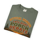 Late Night Porch Debate Society — Funny Lake Cabin Camping Tee