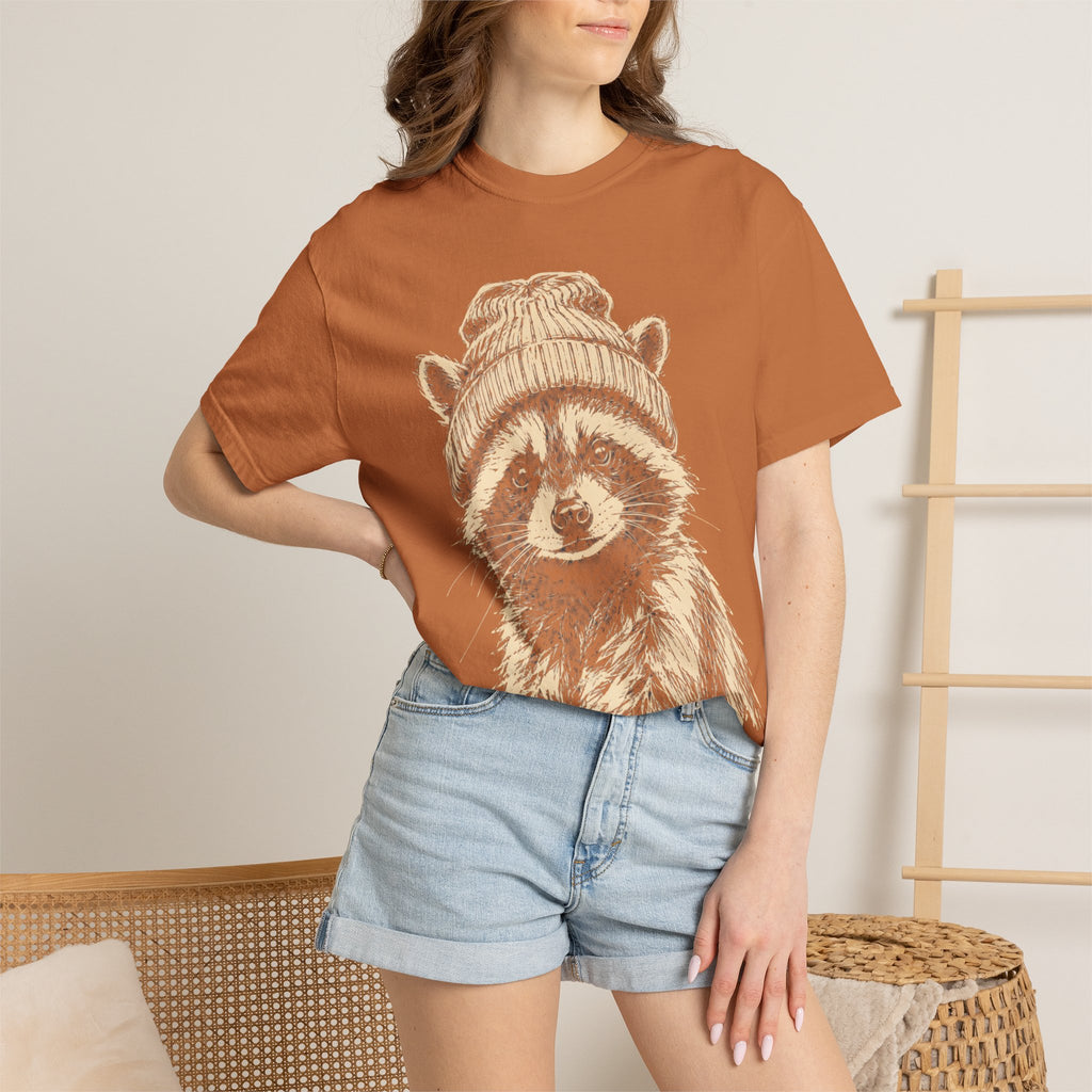Raccoon in a Beanie — Vintage Sketch Wildlife Outdoor Tee