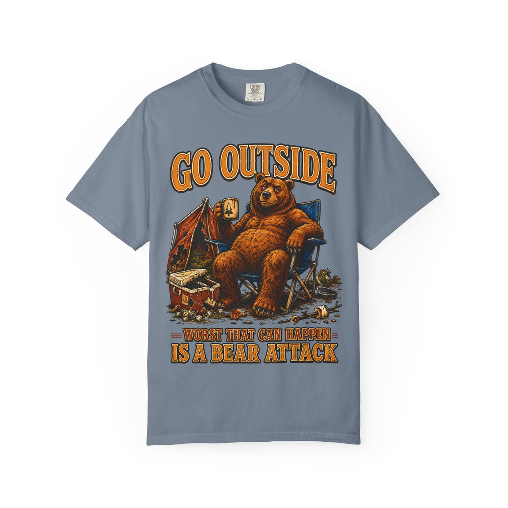 Go Outside Worst That Can Happen Is A Bear Attack Camp Tee