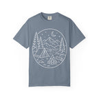 Mountain Campsite Night Scene Shirt — Cream Ink Camping Tee