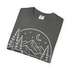 Mountain Campsite Night Scene Shirt — Cream Ink Camping Tee