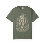 Bigfoot Hiding — Vintage Sasquatch Forest Sketch Tee