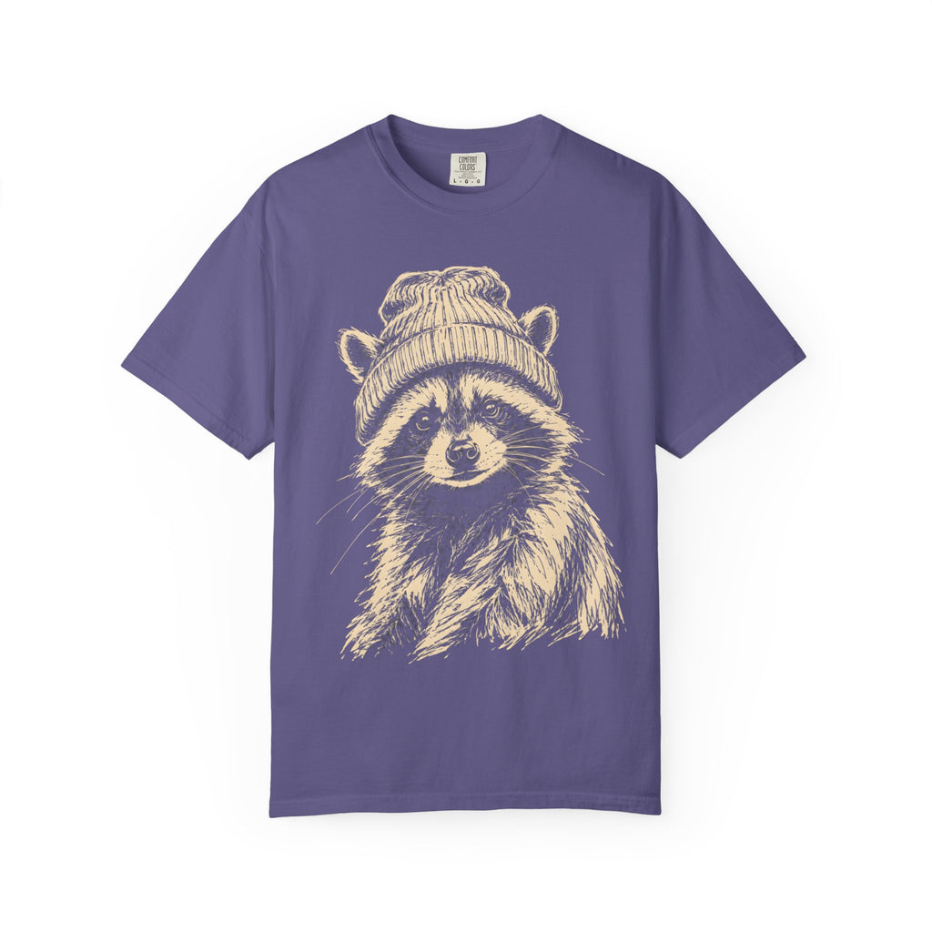 Raccoon in a Beanie — Vintage Sketch Wildlife Outdoor Tee