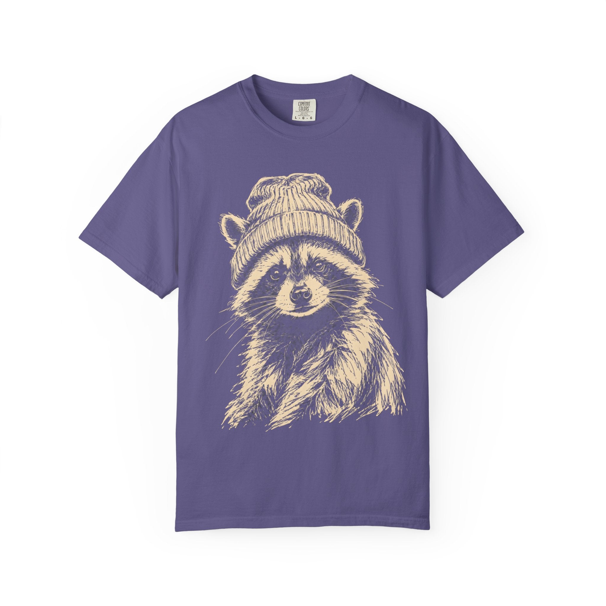 Raccoon in a Beanie — Vintage Sketch Wildlife Outdoor Tee