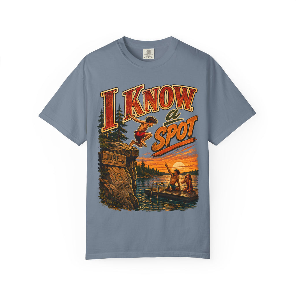 I Know a Spot — Vintage Lake Jumping Summer Camping Tee