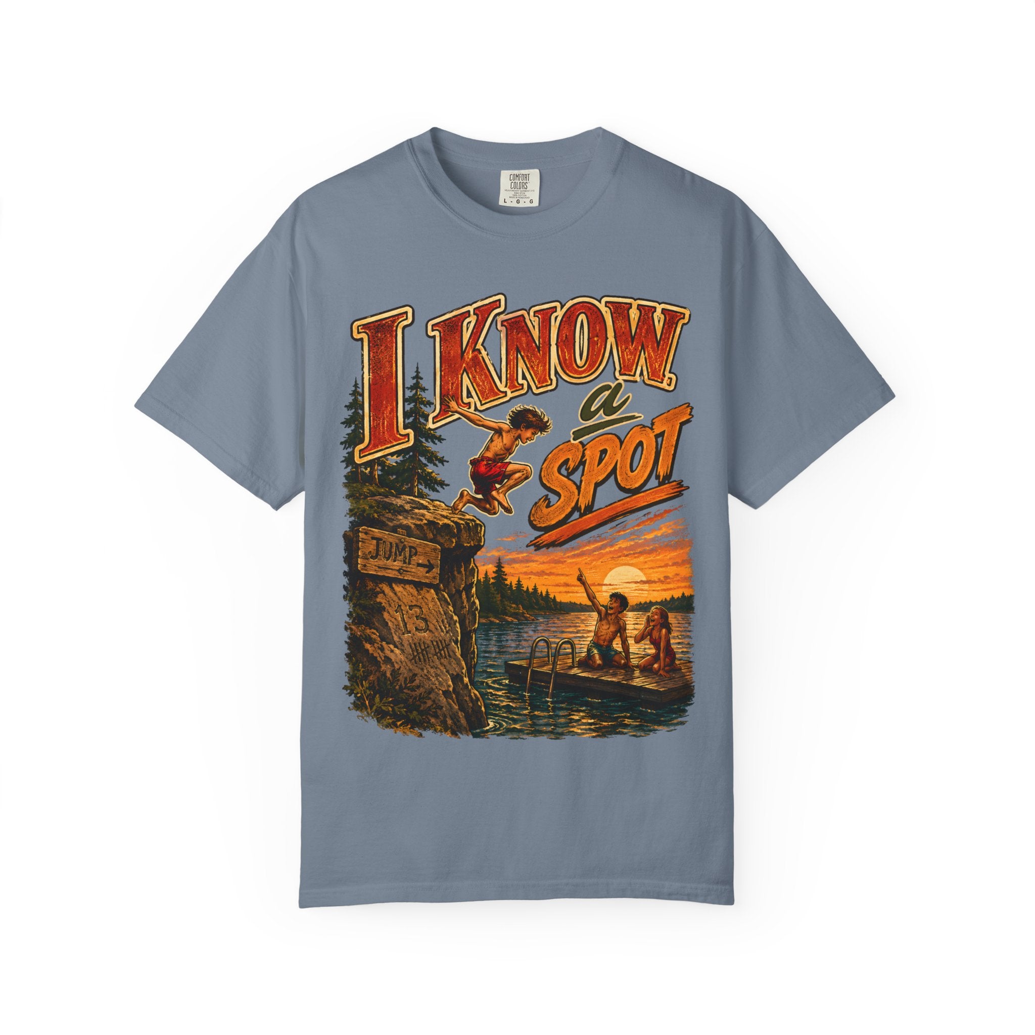 I Know a Spot — Vintage Lake Jumping Summer Camping Tee