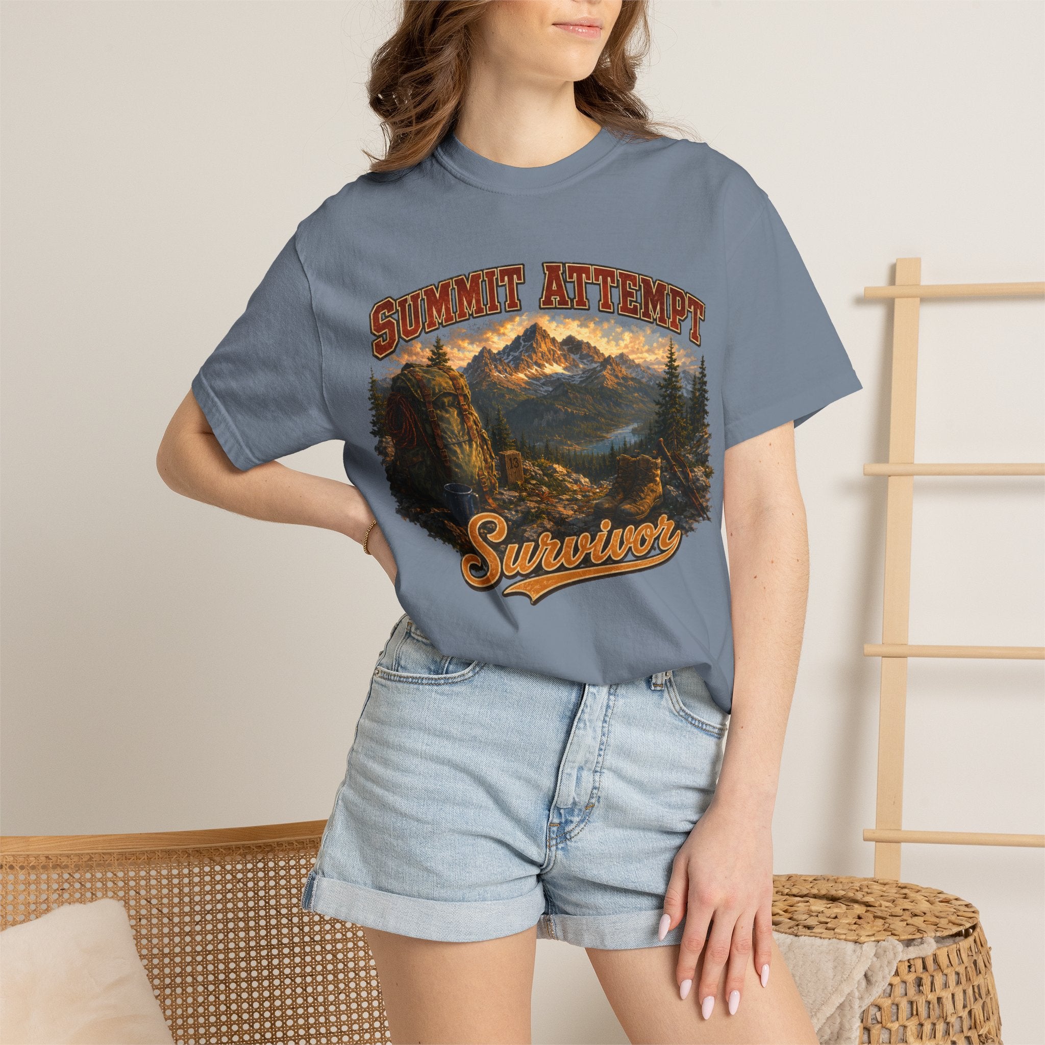 Summit Attempt Survivor Mostly Voluntary — Funny Hiking Tee