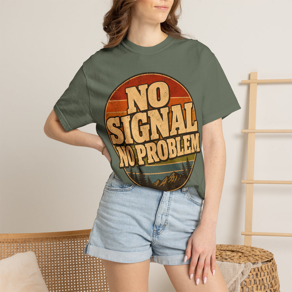 No Signal No Problem — Retro Outdoor Camping Tee