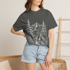 Campsite Sketch — Vintage Mountain Camp Scene Outdoor Tee