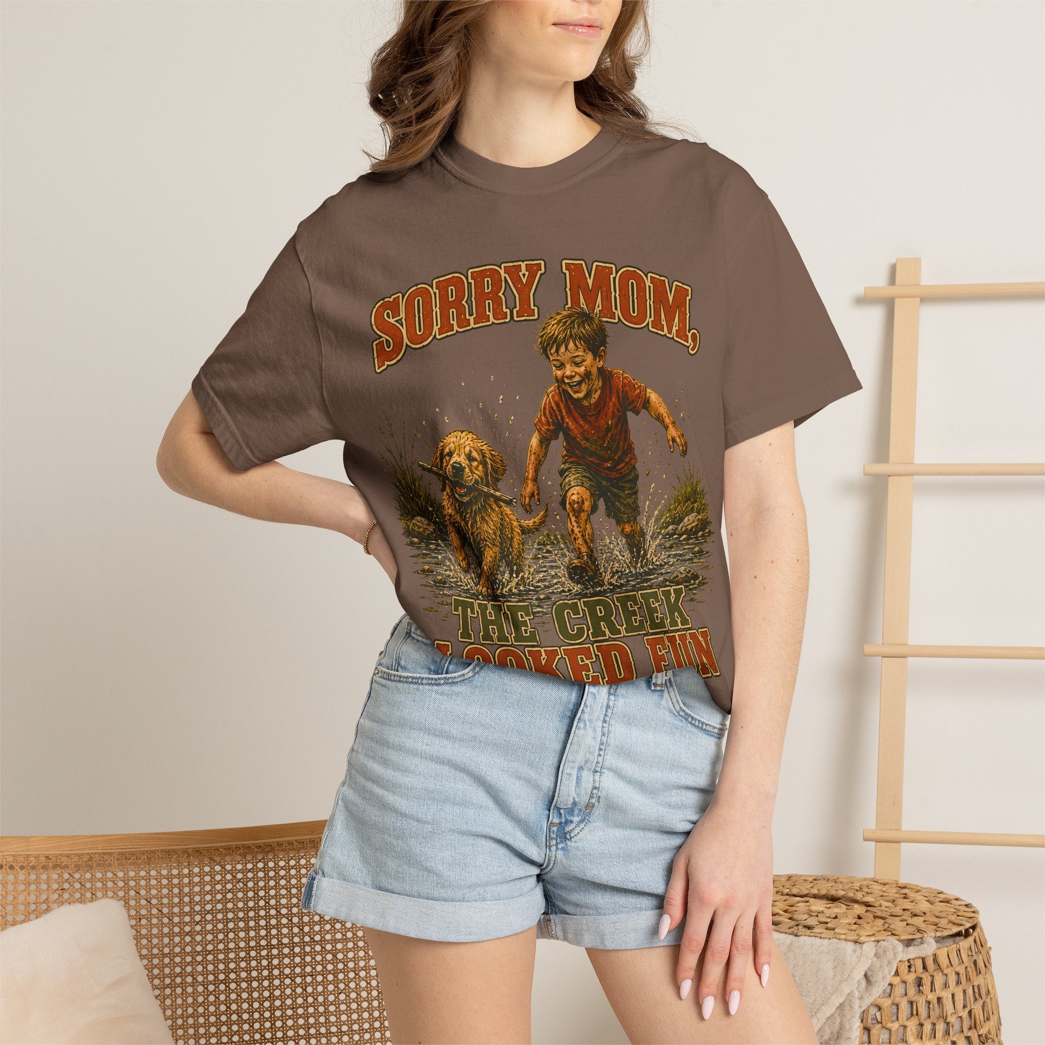 Sorry Mom The Creek Looked Fun — Vintage Camping Humor Tee