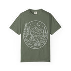 Mountain Campsite Night Scene Shirt — Cream Ink Camping Tee