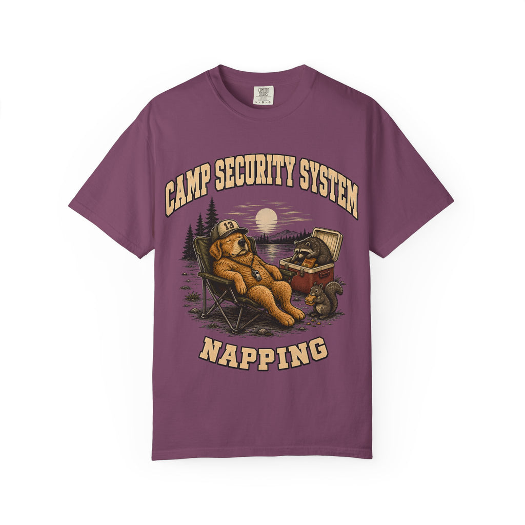 Camp Security System Napping — Funny Camping Dog Tee
