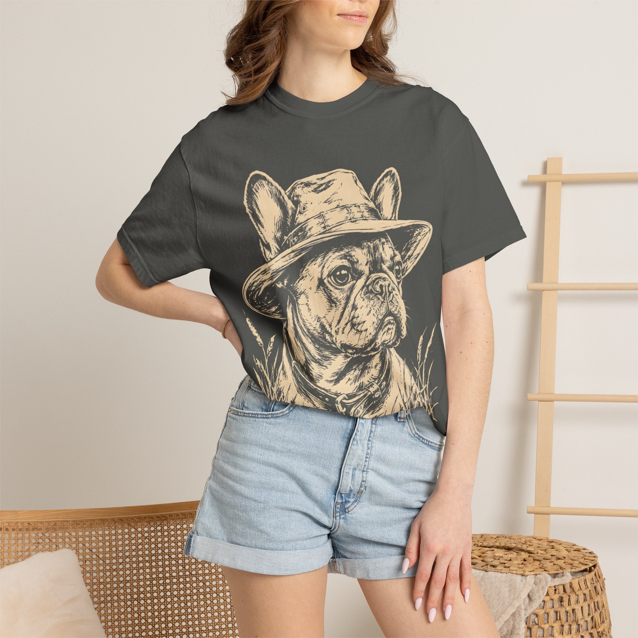 French Bulldog in a Hat — Vintage Sketch Dog Tee