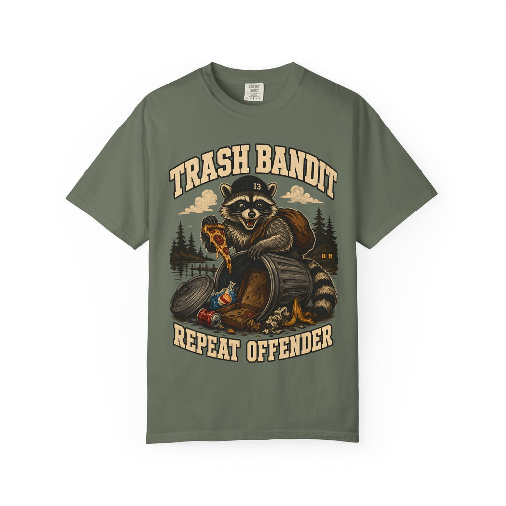 Trash Bandit Repeat Offender — Funny Raccoon Camping Tee